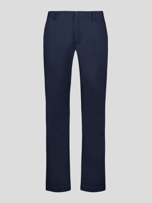 Pantalon En Coton Bleu Marine Grande Taille