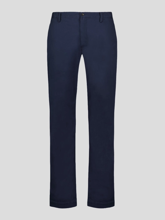 Pantalon En Coton Bleu Marine Grande Taille
