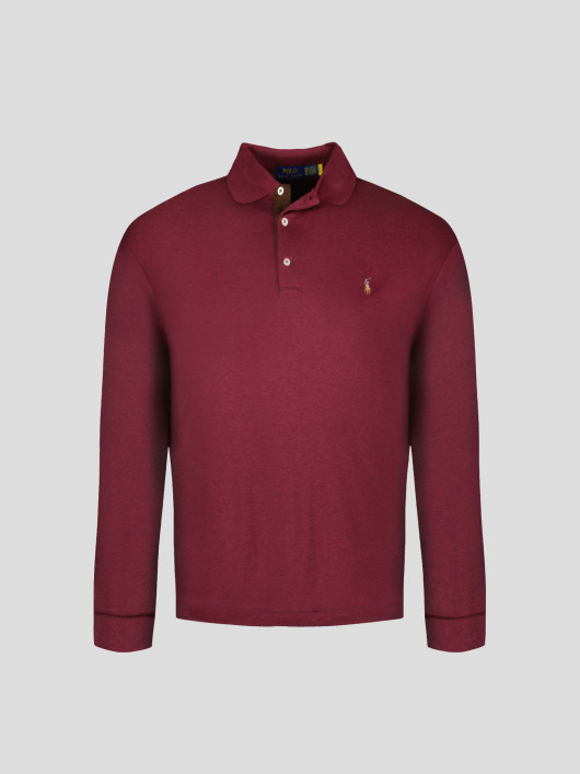 Polo Manches Longues Bordeaux Grande Taille