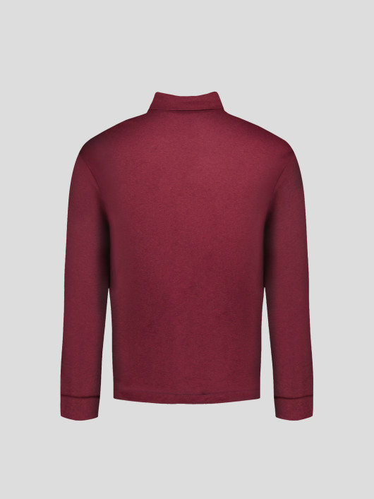 Polo Manches Longues Bordeaux Grande Taille
