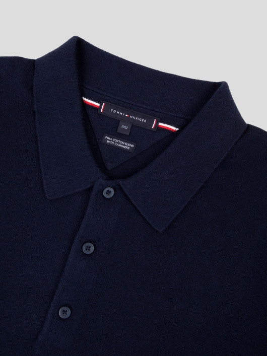 Pull Col Polo Bleu Marine Grande Taille