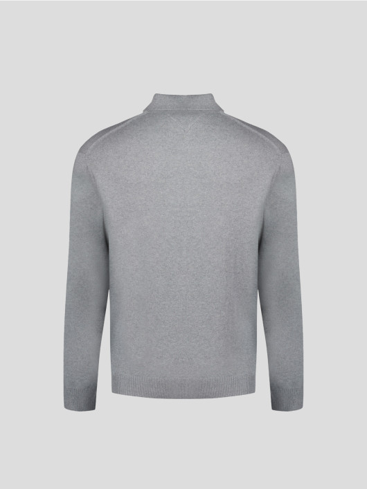 Pull Col Polo Gris Grande Taille