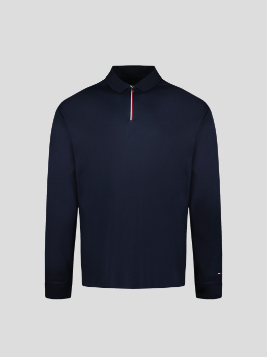 Polo à Manches Longues Zippée Grande Taille Marine