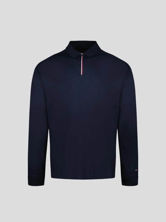 Polo à Manches Longues Zippée Grande Taille Marine