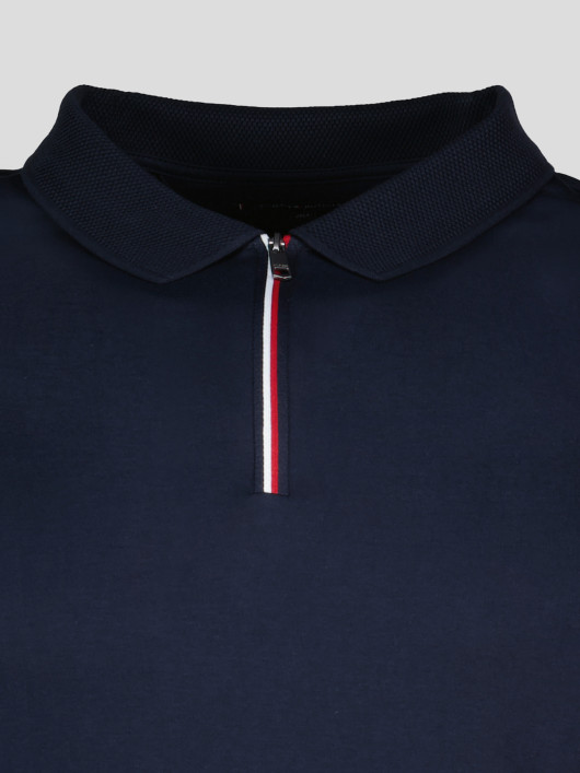 Polo à Manches Longues Zippée Grande Taille Marine