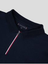 Polo à Manches Longues Zippée Grande Taille Marine