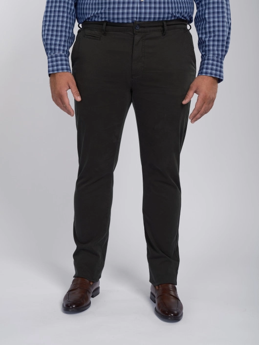 Pantalon Chino Grande Taille Vert Foncé Capel