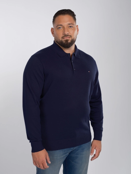 Pull Col Polo Bleu Marine Grande Taille