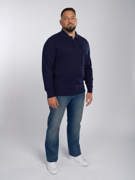 Pull Col Polo Bleu Marine Grande Taille