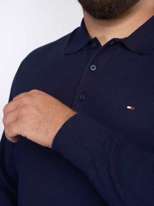 Pull Col Polo Bleu Marine Grande Taille