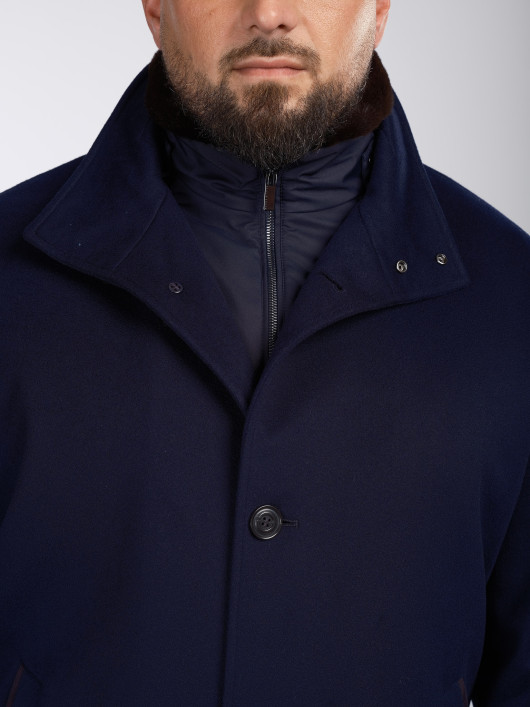 Manteau Cachemire Col Fourrure Marine Paul & Shark