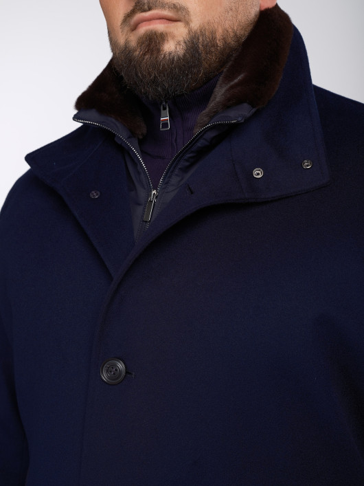 Manteau Cachemire Col Fourrure Marine Paul & Shark