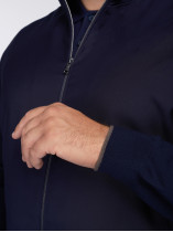 Cardigan Zippé Mix Matière Grande Taille Marine