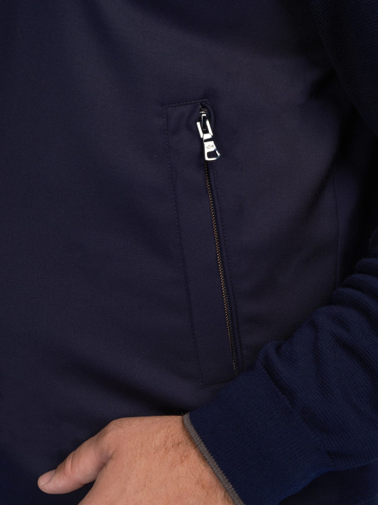 Cardigan Zippé Mix Matière Grande Taille Marine