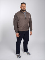 Cardigan Zippé Mix Matière Grande Taille Marron