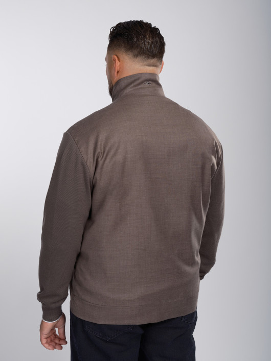 Cardigan Zippé Mix Matière Grande Taille Marron