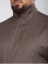 Cardigan Zippé Mix Matière Grande Taille Marron