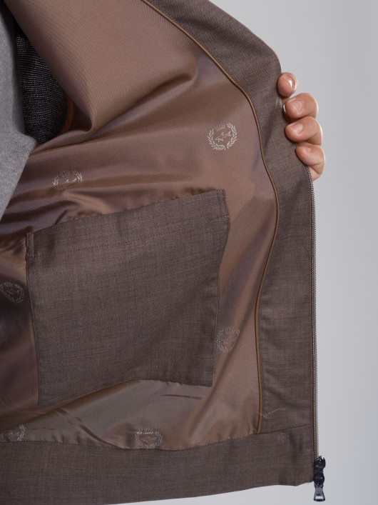 Cardigan Zippé Mix Matière Grande Taille Marron