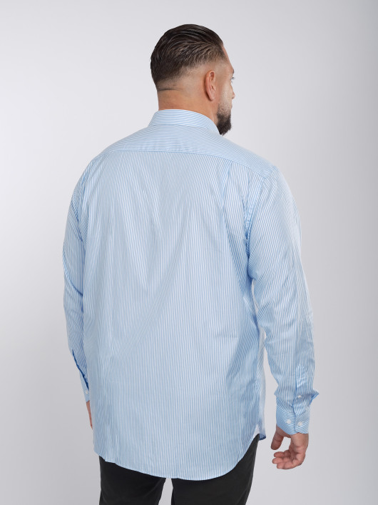 Chemise Twill A Rayures Grande Taille Bleu