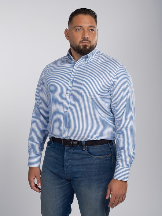 Chemise Twill A Rayures Grande Taille Marine