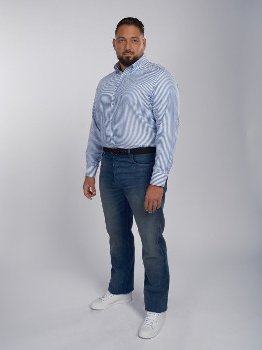 Chemise Twill A Rayures Grande Taille Marine