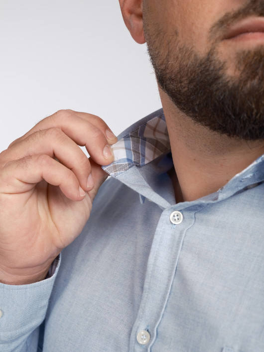 Chemise Flanelle Grande Taille Bleu Ciel