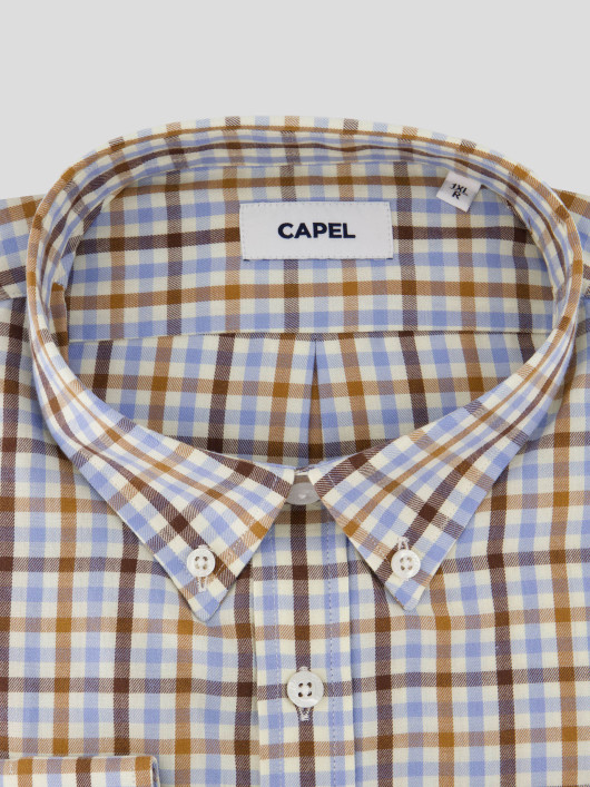Chemise Petit Carreaux Grande Taille Beige
