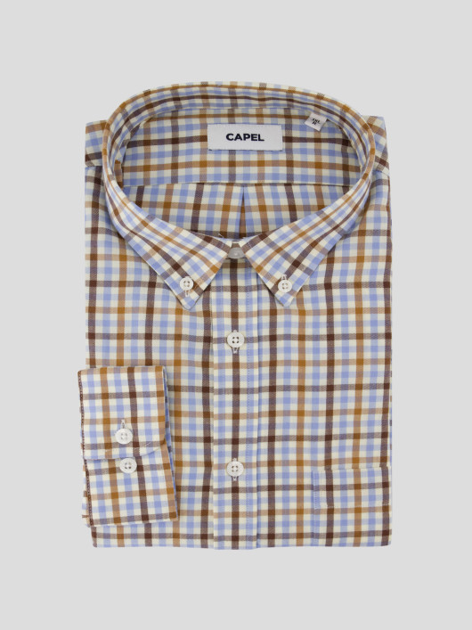 Chemise Petit Carreaux Grande Taille Beige