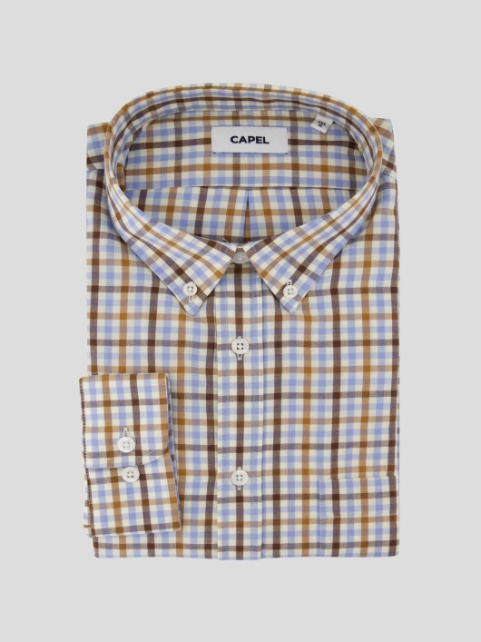 Chemise Petit Carreaux Grande Taille Beige