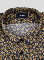 Chemise Imprimée à Fleurs Grande Taille Ocre