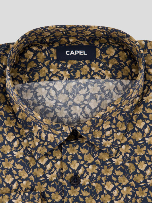 Chemise Imprimée à Fleurs Grande Taille Ocre
