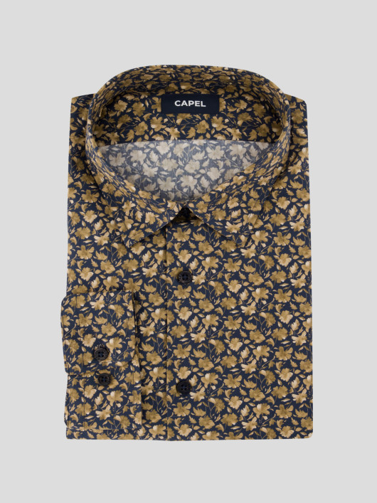 Chemise Imprimée à Fleurs Grande Taille Ocre