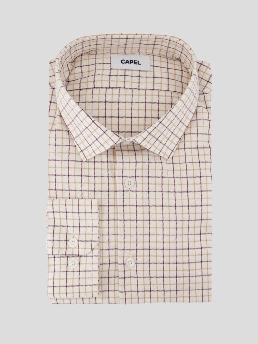 Chemise A carreaux Grande Taille Beige