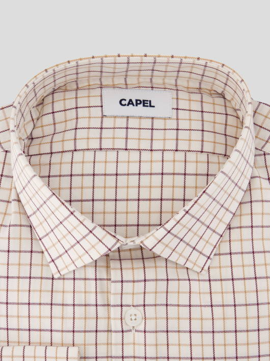 Chemise A carreaux Grande Taille Beige