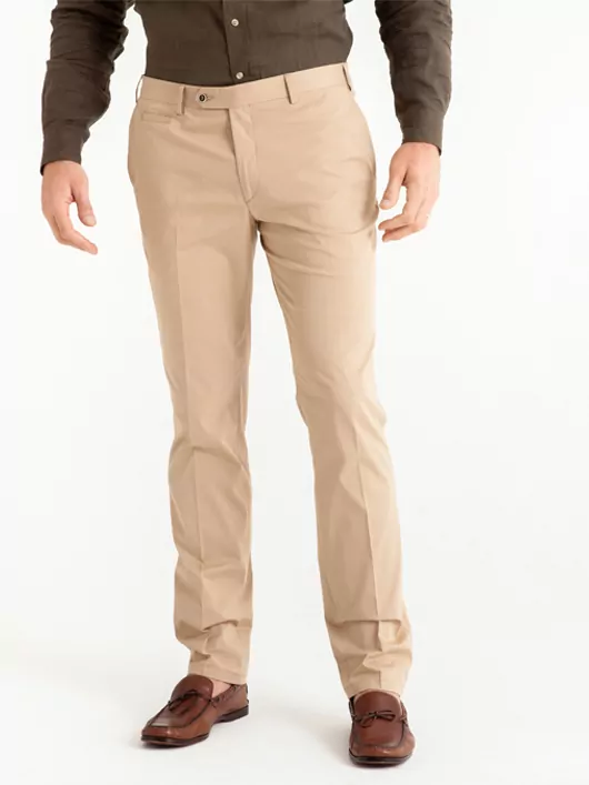 Pantalon chino beige léger & stretch d'été homme grande taille
