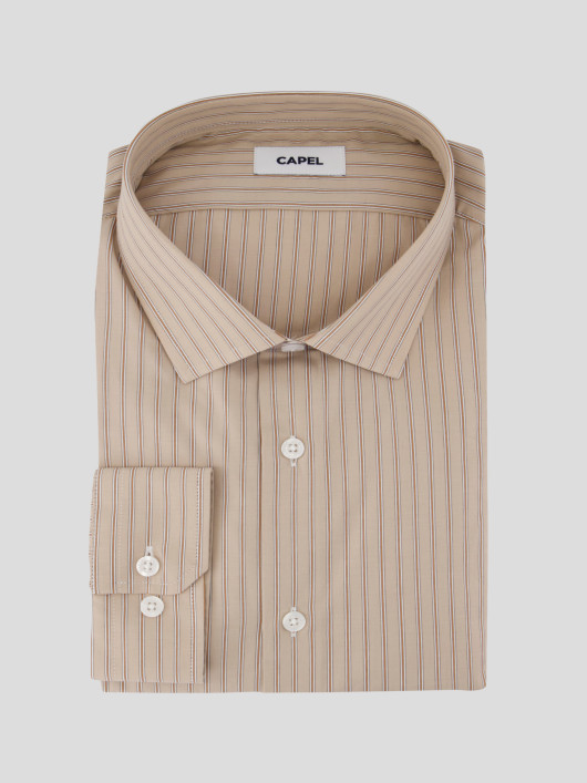 Chemise Rayée Beige Grande Taille - Capelstore