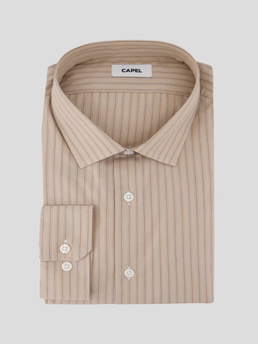 Chemise Rayée Beige Grande Taille - Capelstore