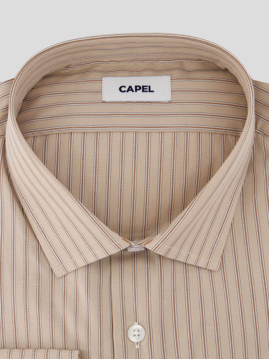 Chemise Rayée Beige Grande Taille - Capelstore