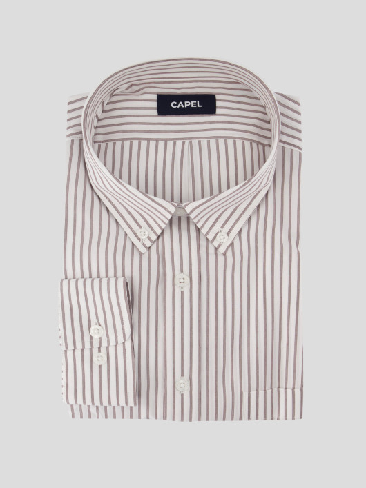 Chemise Rayée Grande Taille Beige