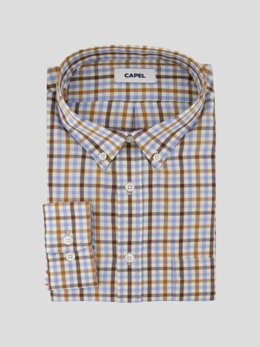 Chemise Petit Carreaux Grande Taille Beige