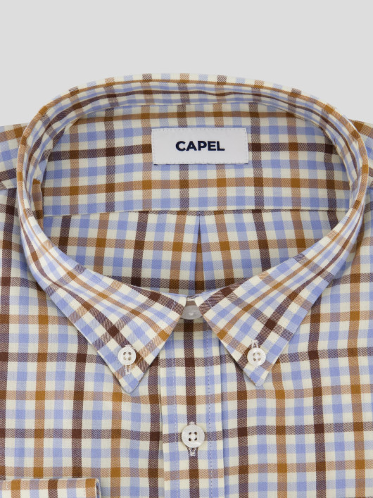 Chemise Petit Carreaux Grande Taille Beige