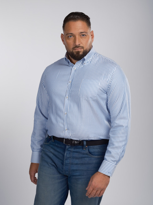 Chemise Twill A Rayures Grande Taille Marine