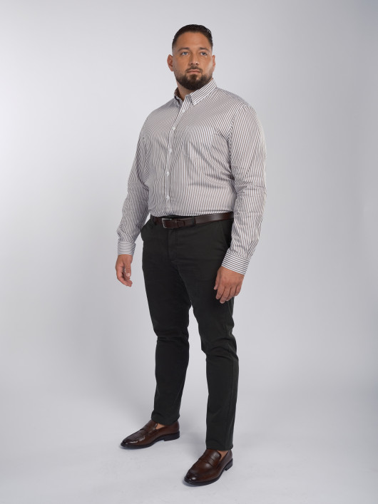 Chemise Rayée Grande Taille Kaki
