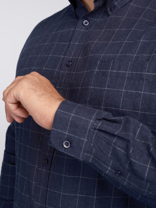 Chemise Flanelle A Carreaux Grande Taille Marine