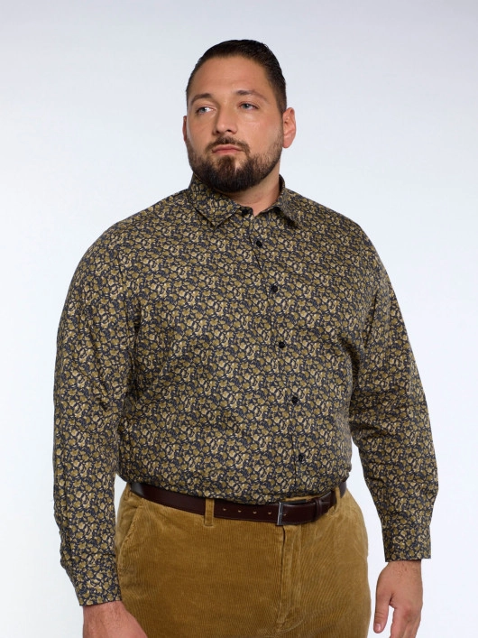 Chemise Imprimée à Fleurs Grande Taille Ocre