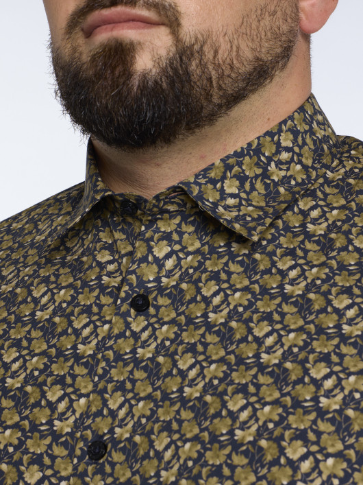 Chemise Imprimée à Fleurs Grande Taille Ocre