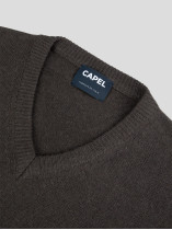 Pull Col V Laine Marron Capel