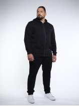 Sweatshirt Zippée Noir Grande Taille
