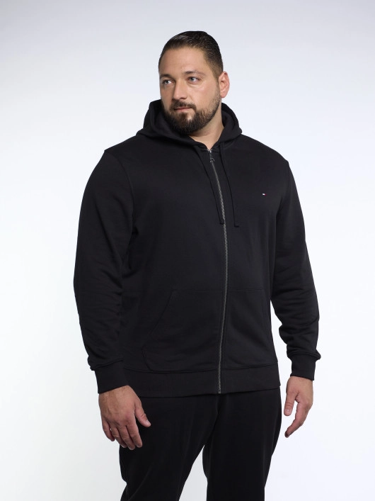 Sweatshirt Zippée Noir Grande Taille
