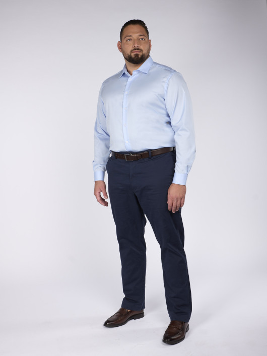 Chemise Satinée Bleu Grande Taille